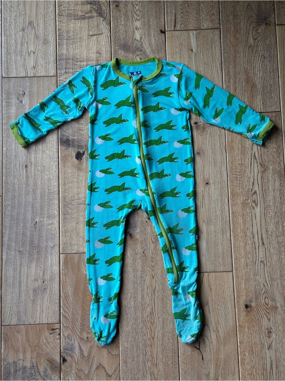 KicKee Pants Bamboo Turtle Print Zipper Footie size 6-9 Months